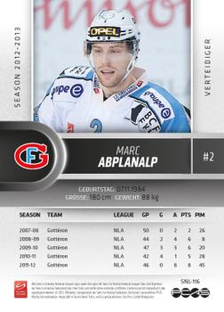 2012-13 Swiss National League #116 Marc Abplanalp Back