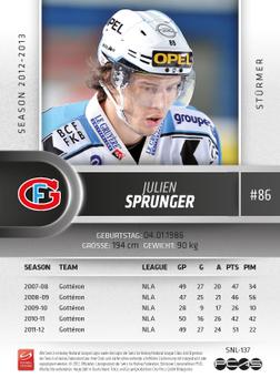 2012-13 Swiss National League #137 Julien Sprunger Back