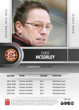 2012-13 Swiss National League #165 Chris McSorley Back