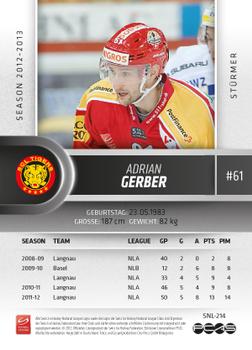 2012-13 Swiss National League #214 Adrian Gerber Back