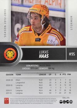 2012-13 Swiss National League #215 Lukas Haas Back