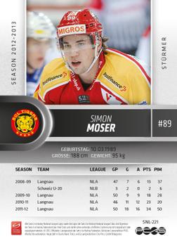 2012-13 Swiss National League #221 Simon Moser Back