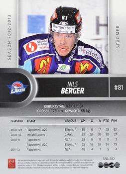 2012-13 Swiss National League #282 Nils Berger Back