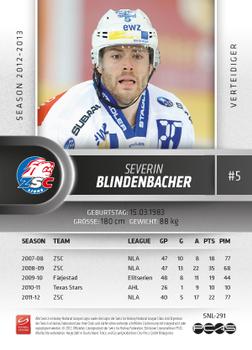 2012-13 Swiss National League #291 Severin Blindenbacher Back