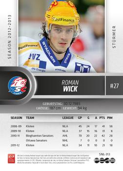 2012-13 Swiss National League #313 Roman Wick Back