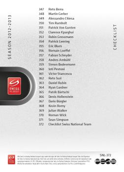 2012-13 Swiss National League #372 Checklist Back