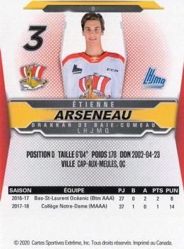 2019-20 Baie-Comeau Drakkar (QMJHL) #NNO Etienne Arseneau Back