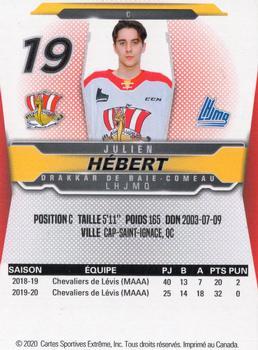 2019-20 Baie-Comeau Drakkar (QMJHL) #NNO Julien Hebert Back