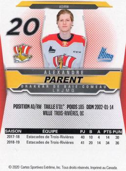 2019-20 Baie-Comeau Drakkar (QMJHL) #NNO Alexandre Parent Back