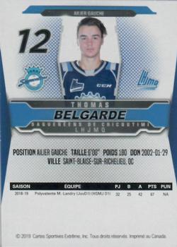 2019-20 Chicoutimi Sagueneens (QMJHL) #NNO Thomas Belgarde Back