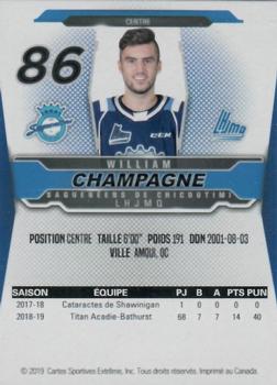2019-20 Chicoutimi Sagueneens (QMJHL) #NNO William Champagne Back