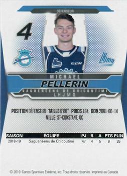 2019-20 Chicoutimi Sagueneens (QMJHL) #NNO Michael Pellerin Back