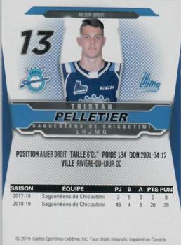 2019-20 Chicoutimi Sagueneens (QMJHL) #NNO Tristan Pelletier Back