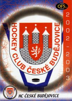 2002-03 OFS Plus (ELH) - Team Logos #Z1 Ceske Budejovice Front