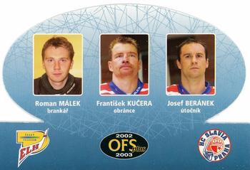 2002-03 OFS Plus (ELH) - OFS Trio #T-12 Roman Malek / Frantisek Kucera / Josef Beranek Front