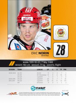2011-12 HockeyAllsvenskan #ALLS-007 Eric Norin Back