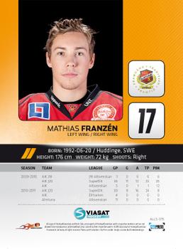 2011-12 HockeyAllsvenskan #ALLS-015 Mathias Franzen Back