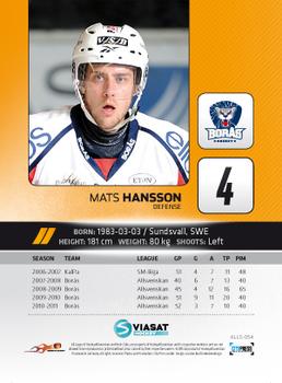 2011-12 HockeyAllsvenskan #ALLS-054 Mats Hansson Back