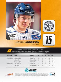 2011-12 HockeyAllsvenskan #ALLS-067 Henric Andersen Back
