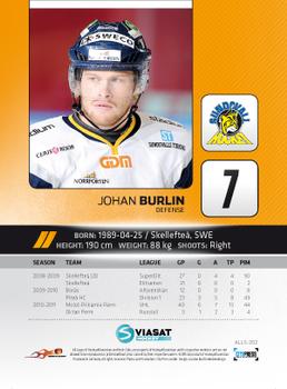 2011-12 HockeyAllsvenskan #ALLS-202 Johan Burlin Back