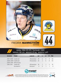 2011-12 HockeyAllsvenskan #ALLS-209 Fredrik Mannstrom Back