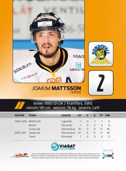 2011-12 HockeyAllsvenskan #ALLS-210 Joakim Mattsson Back