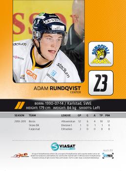2011-12 HockeyAllsvenskan #ALLS-212 Adam Rundqvist Back