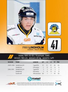 2011-12 HockeyAllsvenskan #ALLS-219 Par Lindholm Back