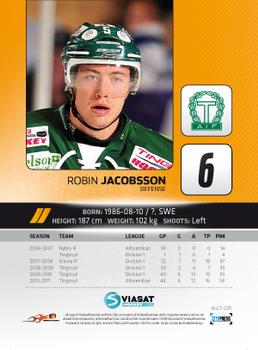 2011-12 HockeyAllsvenskan #ALLS-225 Robin Jacobsson Back