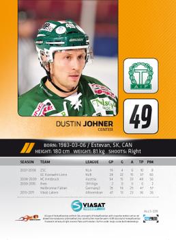 2011-12 HockeyAllsvenskan #ALLS-226 Dustin Johner Back