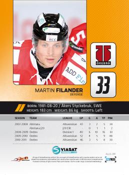 2011-12 HockeyAllsvenskan #ALLS-291 Martin Filander Back