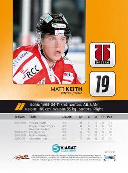 2011-12 HockeyAllsvenskan #ALLS-296 Matt Keith Back