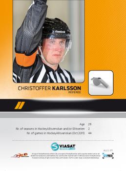 2011-12 HockeyAllsvenskan #ALLS-311 Christoffer Karlsson Back
