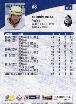 2012-13 Czech OFS Plus #001 Antonin Melka Back