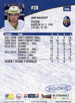 2012-13 Czech OFS Plus #006 Jan Dalecky Back