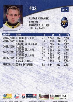 2012-13 Czech OFS Plus #016 Lukas Cikanek Back