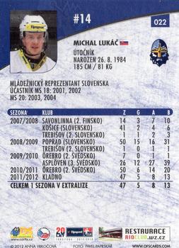 2012-13 Czech OFS Plus #022 Michal Lukac Back