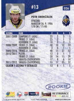 2012-13 Czech OFS Plus #026 Petr Obdrzalek Back