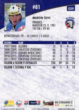 2012-13 Czech OFS Plus #029 Martin Sevc Back
