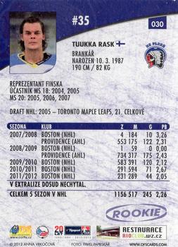 2012-13 Czech OFS Plus #030 Tuukka Rask Back