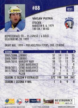 2012-13 Czech OFS Plus #031 Vaclav Pletka Back