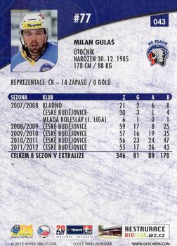 2012-13 Czech OFS Plus #043 Milan Gulas Back