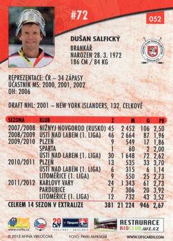 2012-13 Czech OFS Plus #052 Dusan Salficky Back