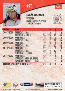 2012-13 Czech OFS Plus #060 Lukas Nahodil Back