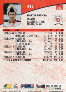 2012-13 Czech OFS Plus #063 Martin Ruzicka Back