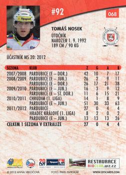 2012-13 Czech OFS Plus #068 Tomas Nosek Back
