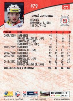 2012-13 Czech OFS Plus #073 Tomas Zohorna Back