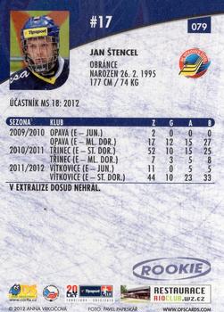 2012-13 Czech OFS Plus #079 Jan Stencel Back