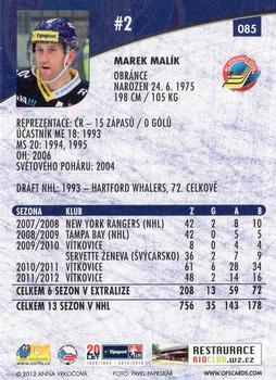 2012-13 Czech OFS Plus #085 Marek Malik Back