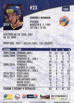 2012-13 Czech OFS Plus #088 Ondrej Roman Back